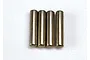 Four small, cylindrical metal axle pins arranged side-by-side on a white background.