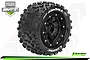 A Louise MT-Uphill MFT RC monster truck tyre mounted on a black beadlock-style rim, shown in a studio product shot.