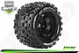 A single Louise 3.8 inch MT-Uphill MFT RC monster truck tyre pre-glued to a black multi-spoke wheel, shown against a white background.
