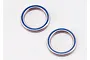 Two Traxxas rubber-shielded ball bearings with blue seals on a white background.