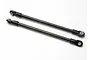 Two black Traxxas RC turnbuckles with plastic rod ends and metal pivot balls on a white background.