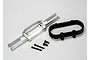 Traxxas silver rear bumper with black mount and four screws on a white background.