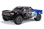 ARRMA Senton 4x4 BLX 3S V3 RC short course truck in blue and black livery, viewed from a front three-quarter angle on a white background.