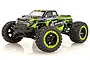BlackZon Slayer MT 1/16 scale RC monster truck featuring a black and green body with aggressive tread tires on a white background.