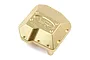 A gold-colored brass differential cover for an RC crawler, featuring the Yeah Racing logo and 41g weight marking, set against a plain white background.
