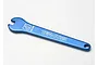 A blue anodized aluminium 5mm flat spanner tool by Traxxas, featuring the Traxxas logo and size marking engraved on the handle.