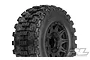 Pro-Line 2.8 inch Badlands MX28 HP belted tyre mounted on a black Raid rim, featuring an aggressive block tread pattern.