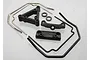 Traxxas Revo sway bar mount set including black plastic mounts, metal sway bars, and small washers on a white background.
