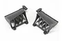 Two black plastic Traxxas battery vent compartments with integrated latches, shown from an angled perspective on a white background.