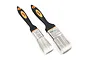 Two Yeah Racing cleaning brushes with black and orange handles, one 25mm and one 35mm, featuring white bristles and metal ferrules.