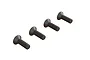 Four black metal countersunk head screws arranged in a diagonal line against a white background.
