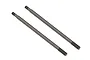 Two ARRMA 5x102mm RC shock shafts made of grey metal with threaded ends, isolated on a white background.