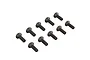 A set of ten black metal countersunk head screws arranged in a grid pattern against a white background.