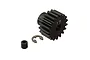 ARRMA 17T 1Mod Safe-D5 pinion gear with a grub screw and E-clip on a white background.
