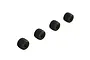 Four black threaded hub nuts for ARRMA 1/5 scale RC vehicles arranged in a diagonal line on a white background.