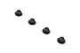 Four black flanged bushings arranged diagonally against a white background.