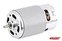 Team Corally 550 size brushed RC motor with a silver metal cylindrical casing and exposed output shaft.