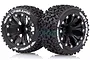 Two Louise 2.8 inch ST-Uphill RC monster truck tyres pre-glued onto black multi-spoke rims with silver beadlock-style detailing.