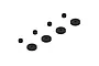 A set of four black shock pistons and four small black cylindrical spacers arranged on a white background.