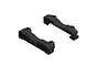 Two black plastic suspension arm pin mounts for an ARRMA 1/5 scale RC vehicle, shown from an isometric angle against a white background.