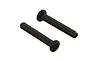 Two black metal chassis brace pins for ARRMA 1/5 scale RC vehicles, shown against a white background.