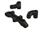 A set of black composite steering bellcrank components for an ARRMA 1/5 scale RC vehicle, including one main steering rack and two bellcrank arms.