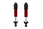 Two ARRMA 1/5 8S BLX shock absorbers with red bodies and black plastic caps and rod ends, shown against a white background.