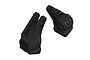 Two black ARRMA rear hub carriers for 1/5 scale RC vehicles, shown from an angled perspective against a white background.