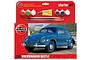 Airfix 1/32 scale Volkswagen Beetle model kit starter set packaging featuring a blue VW Beetle car and included paints, brushes, and glue.