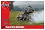 Airfix 1/35 scale M4A3(76)W Sherman tank model kit box art showing a tank in a field during the Battle of the Bulge.