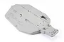 A grey plastic RC car chassis for a Traxxas Slash, shown from an angled top-down perspective against a white background.