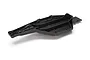 A black Traxxas Slash Low CG chassis main tub component viewed from a high angle against a white background.
