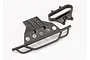 A black Traxxas front bumper and bumper mount for an RC vehicle, shown on a white background.