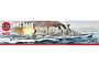 Airfix 1/600 scale HMS Hood model kit box art showing the battleship firing its guns at sea.