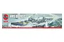 Airfix 1/600 scale HMS Belfast model kit box featuring an illustration of the warship at sea.