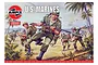 Box art for Airfix 1/76 scale U.S. Marines model kit showing soldiers in combat on a tropical beach.