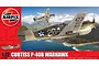 Airfix 1/72 scale Curtiss P-40B Warhawk plastic model kit box art featuring two fighter planes flying over a tropical coastline.