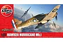 Airfix 1/72 scale Hawker Hurricane Mk.I plastic model kit box art featuring a painting of the fighter aircraft in flight.
