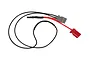 Traxxas temperature and voltage sensor with black and red wires, a grey connector, and a red plug on a white background.