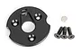 Traxxas spur gear telemetry trigger magnet holder kit including a black circular mount, a small silver magnet, and three black countersunk screws.