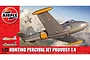 Airfix 1/72 scale Hunting Percival Jet Provost T.4 plastic model kit box art featuring a silver and yellow jet aircraft flying above clouds.