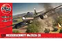 Box art for Airfix 1/72 Messerschmitt Me 262 A-2A model kit showing a painted illustration of the jet aircraft flying over a battlefield.