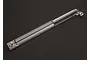 A clear plastic Traxxas centre drive shaft cover for RC vehicles, shown against a dark grey background.