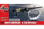 Airfix 1/72 scale North American B-25B Mitchell model kit box art showing the bomber taking off from an aircraft carrier.