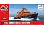Airfix 1/72 scale RNLI Severn Class Lifeboat model kit packaging box showing a photo of the real lifeboat at sea.