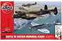 Airfix 1/72 scale Battle of Britain Memorial Flight model kit box art featuring a Lancaster bomber and two Spitfires flying over a coastline.