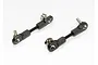 Two Traxxas front sway bar linkages with black plastic rod ends and threaded metal shafts on a white background.