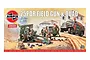 Airfix 1/76 scale 25-PDR Field Gun & Quad model kit box art featuring a firing artillery piece and a towing vehicle with soldiers.