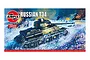 Airfix 1/76 scale Russian T-34 tank plastic model kit box art showing a tank in a snowy battlefield.