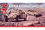 Airfix German Reconnaissance Set 1/76 scale model kit box art featuring a painted illustration of two military vehicles on a dirt road.